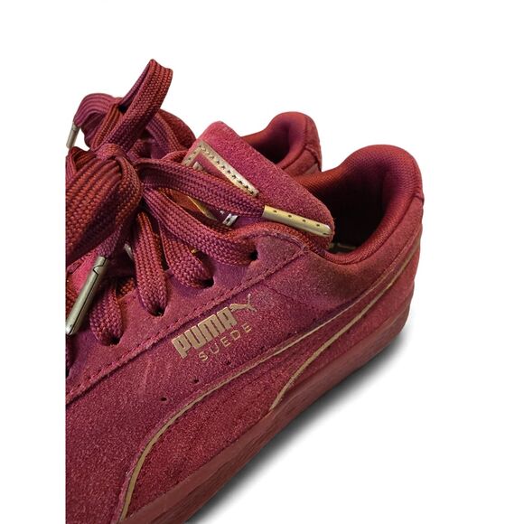 PUMA Suede Kids Lace-Up Sneakers Burgundy Red Youth Size 5 Casual Shoes - Picture 6 of 10